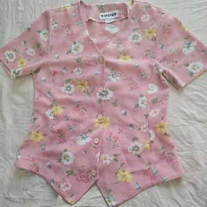 Jan Leslie Pink Floral Blouse